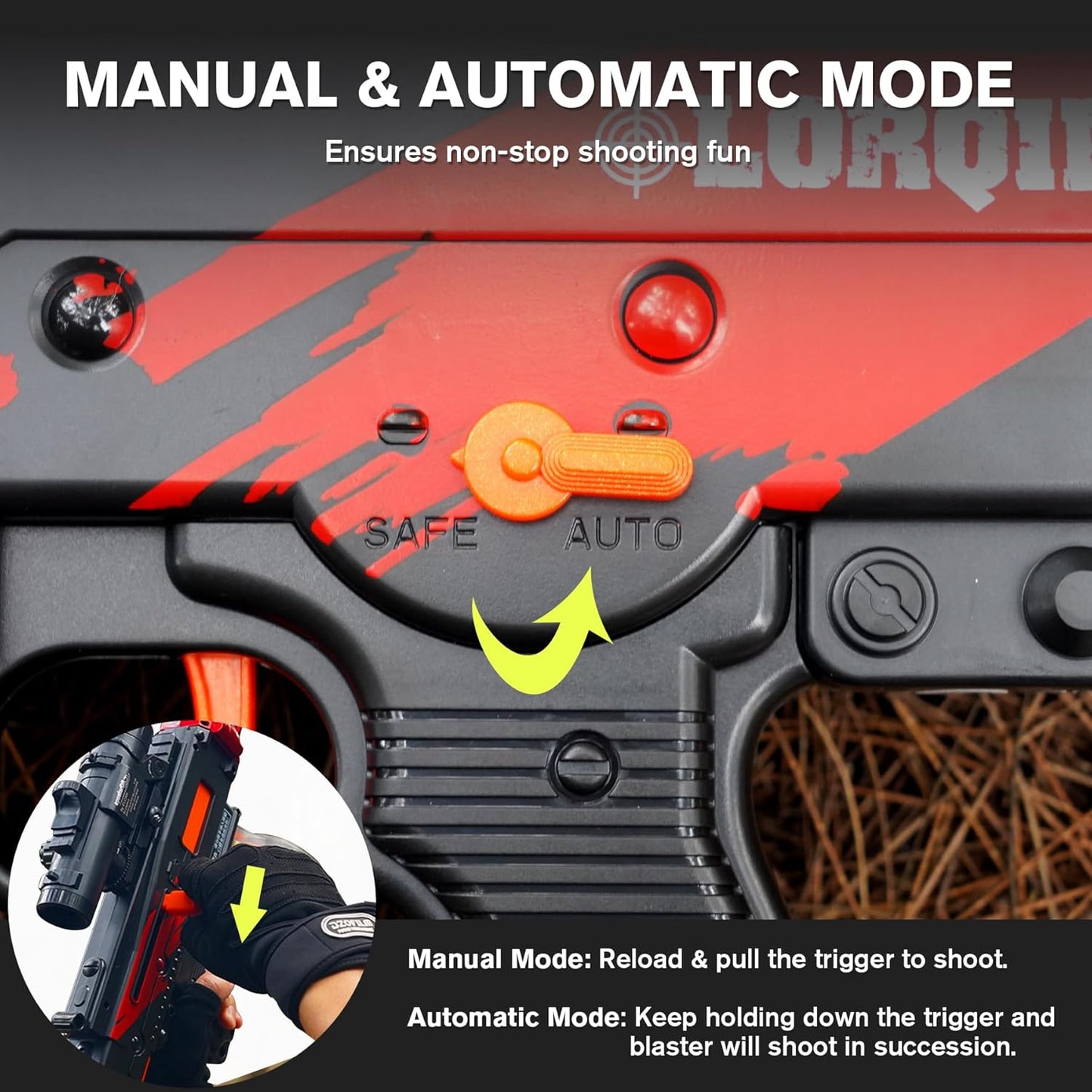 Jellybullet Automatic Foam Blaster 741134, Soft Darts Shell Ejecting Blaster, Automatic Repeating & Manual Single Shooting Mode, Manual Spring Clip, Shooting Game, 18+