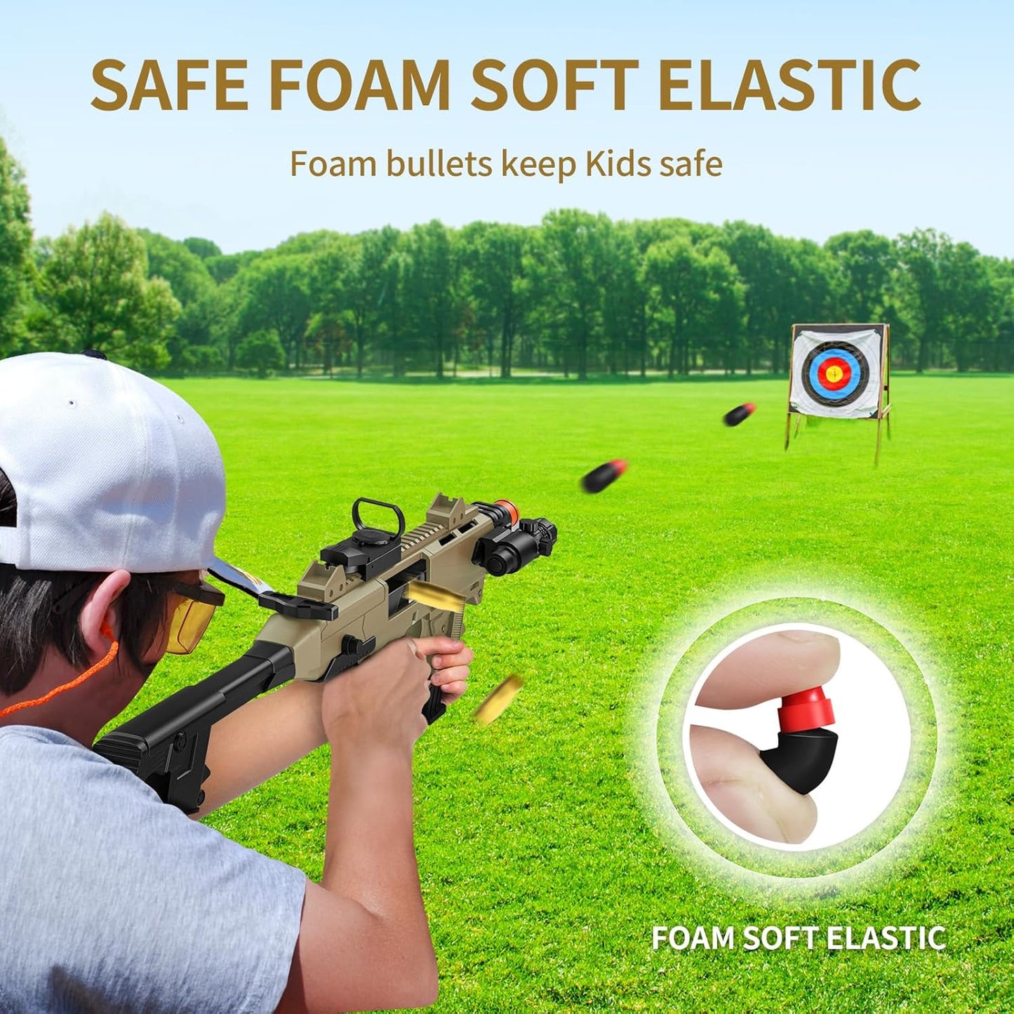 Toy Gun Shell Ejecting Rifle, Soft Bullet Toy Guns with 60 Foam Bullets 40 Shells 3 Clips, Manual Mode, Outdoor Shooting Games Christmas Birthday Gifts