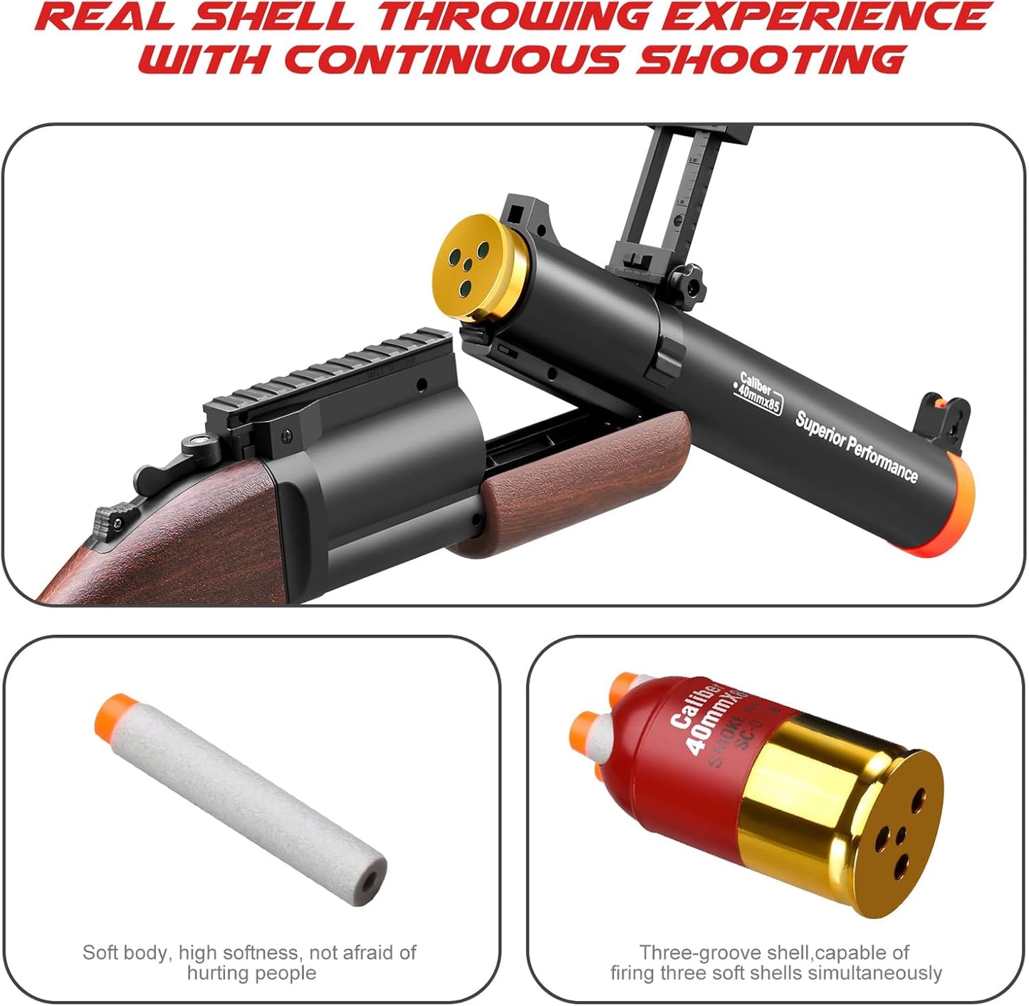 Shell Ejecting Soft Bullet Toy Gun Foam Pellet Blasters Dart Shotgun Rifle Launcher Cool Stuff with for Birthday Shooting Game Gifts for Boy Age 8+ 9 10 11 12 Year Old Kid Ideas (Grain)