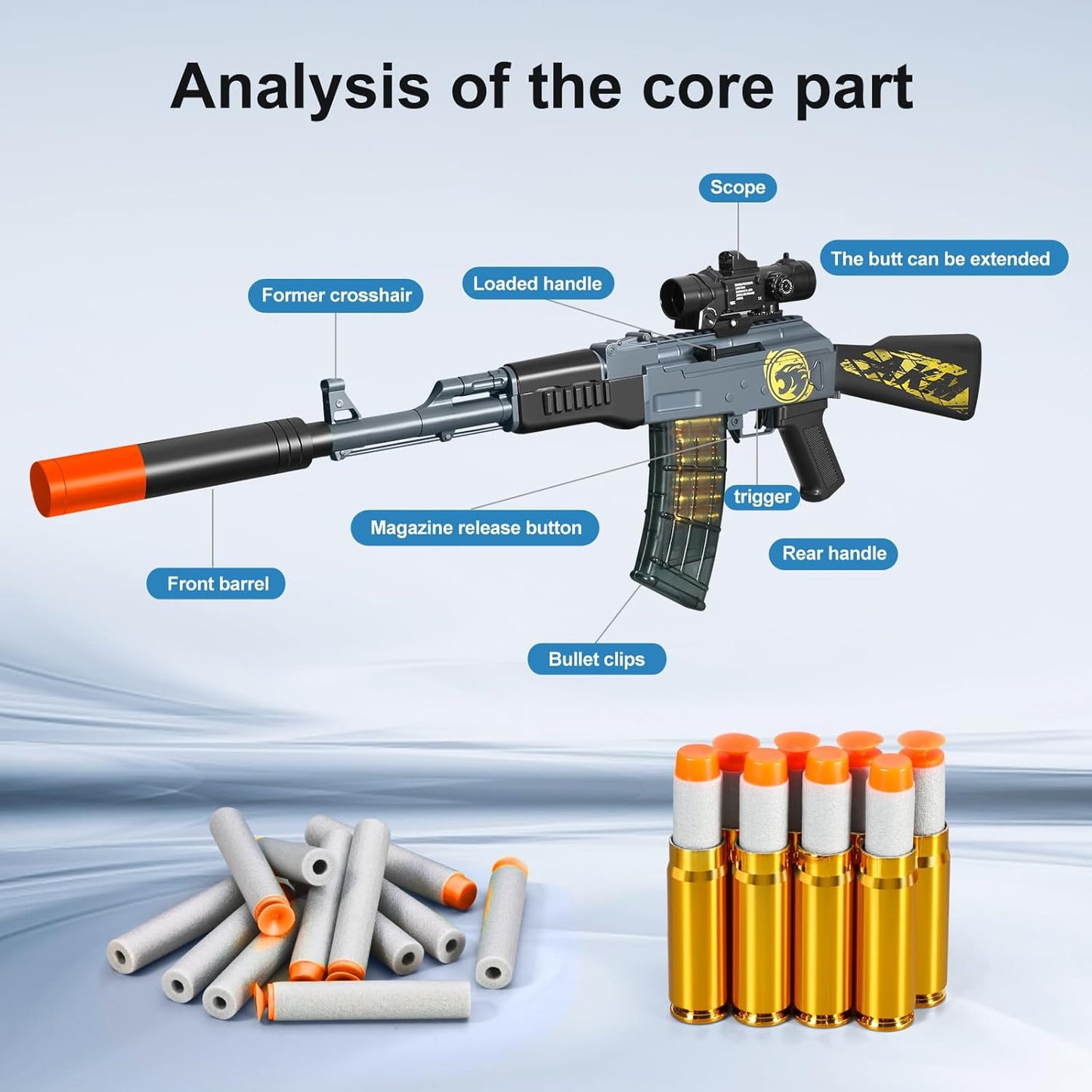 Shell Ejecting Shotgun Foam Blasters Realistic Pellet Soft Bullet Toy Gun Dart Sniper with Scope Rifle Fake Gun Shooting Game for Boys, Girls, Kids, and Adults Birthday Gift Age8-12