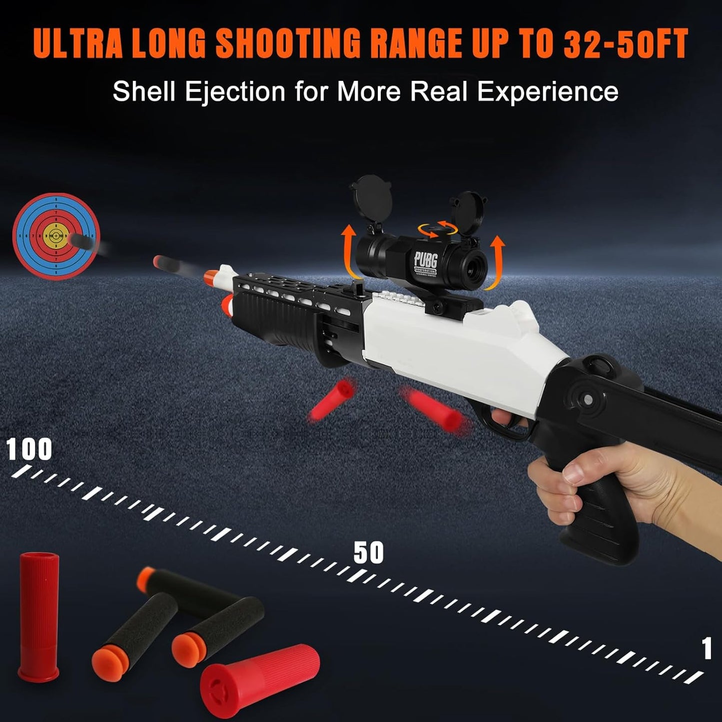 Shell Ejecting Toy Shotgun Toys with 20 Soft Bullets 12 Shells 1 Scope Two Modes Toy Shotgun Outdoor Games Gifts for Christmas Halloween Birthday