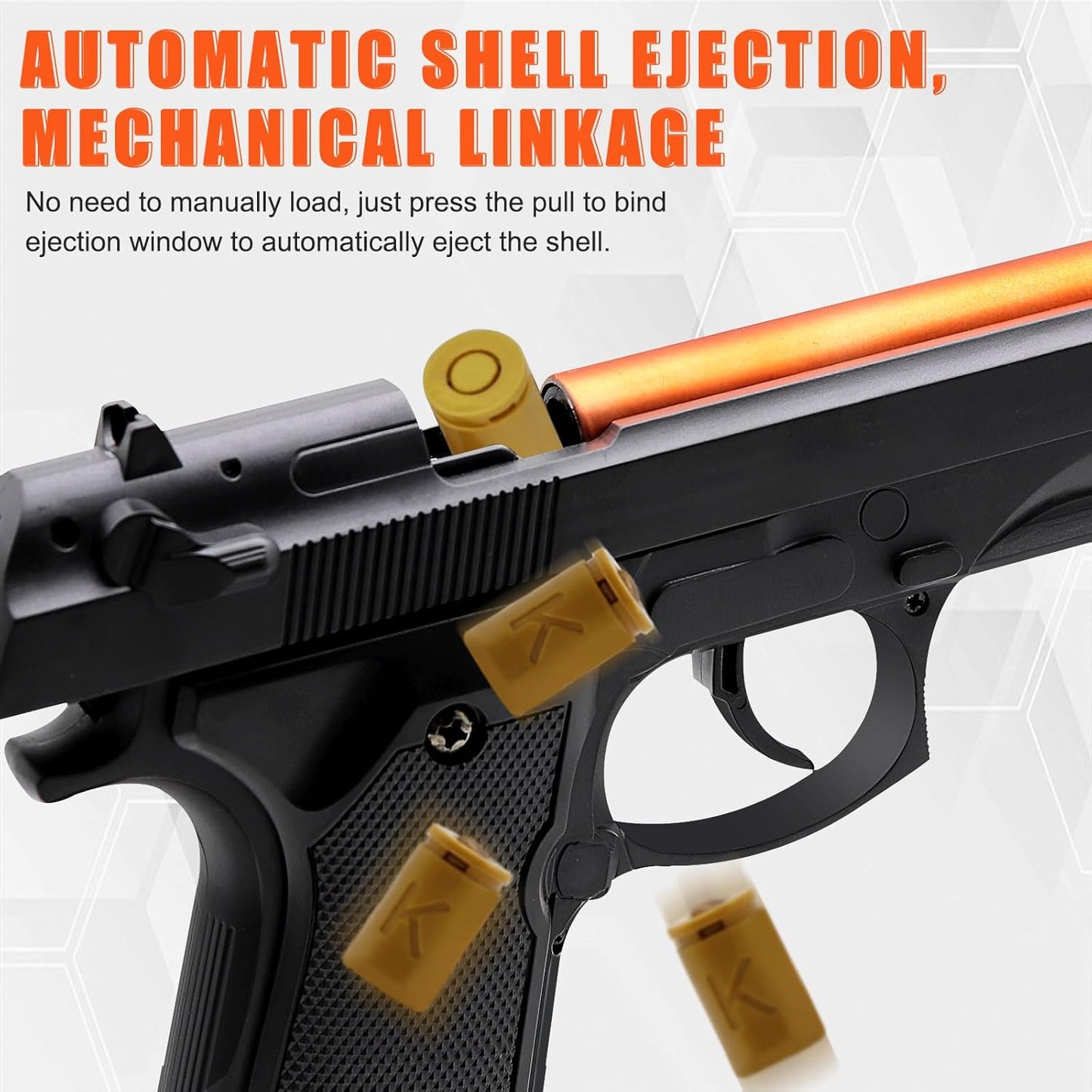 Automatic Shell Ejecting Toy Gun - 26-32FT Range, 2 Modes (Shooting & Fidget) with 2 Magazines, 18 Shells, 100 Foam Bullets - Safe Fun Idea Gifts for Brithday Christmas Halloween
