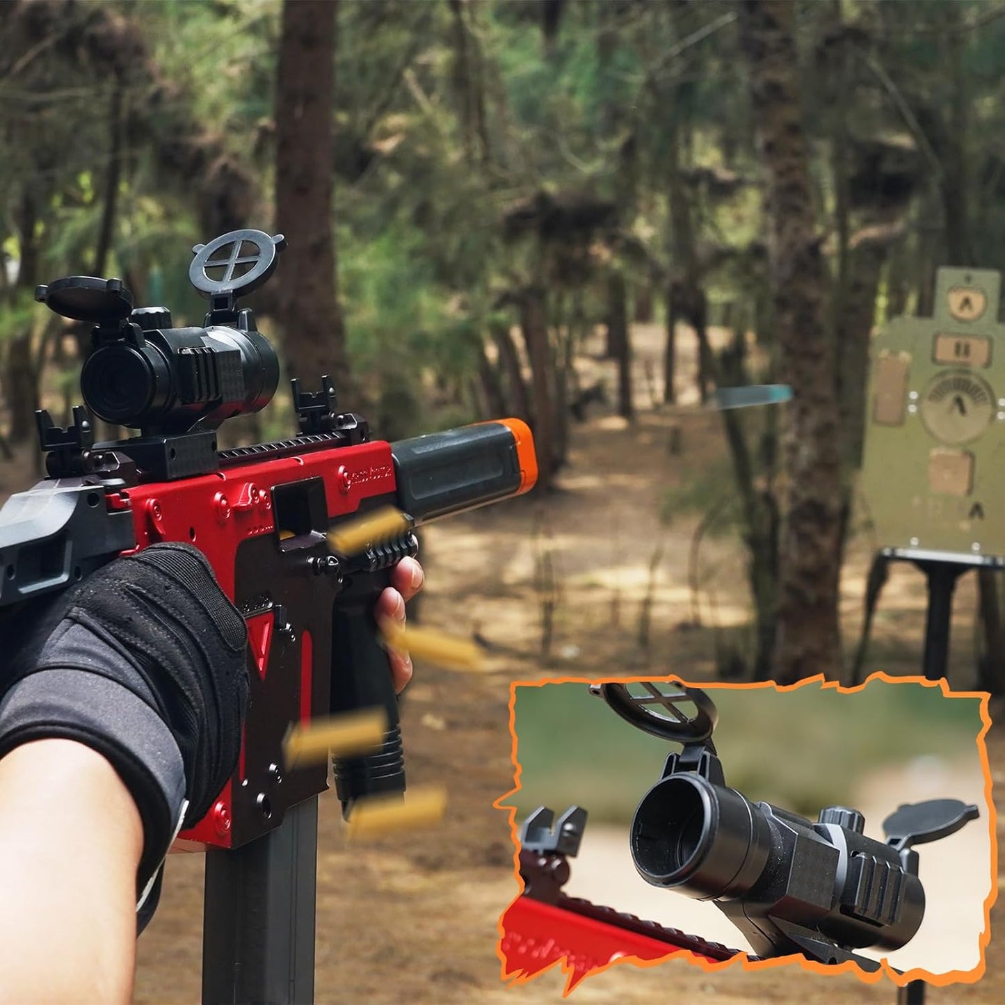 Jellybullet Foam Blaster 721005,  Manual Soft Bullets & Shell Ejecting Blaster, Plastic Body, Short Bullet & Shell, Outdoor Activities, Ages 18+ (Red)