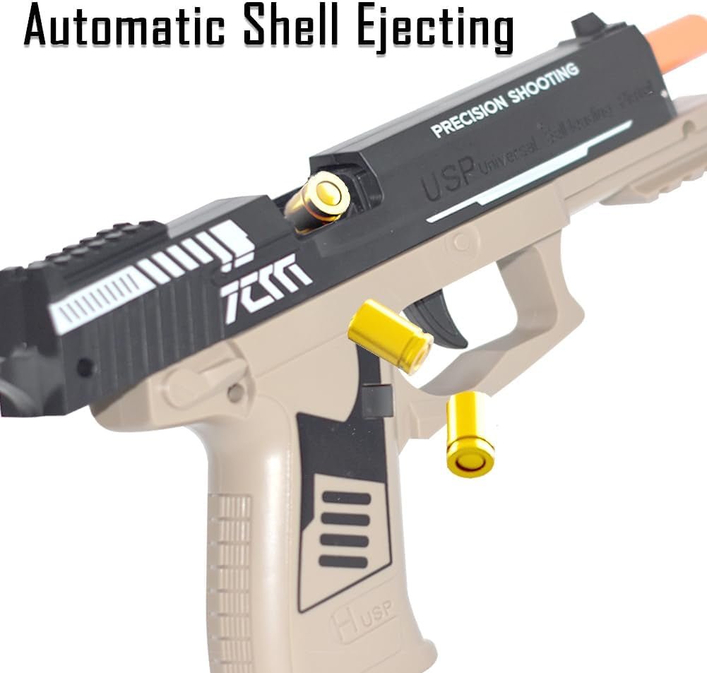 Shell Ejecting Toy Gun, Automatic Pull Back Action Shooting Games Education Model Toy for Kids Gifts