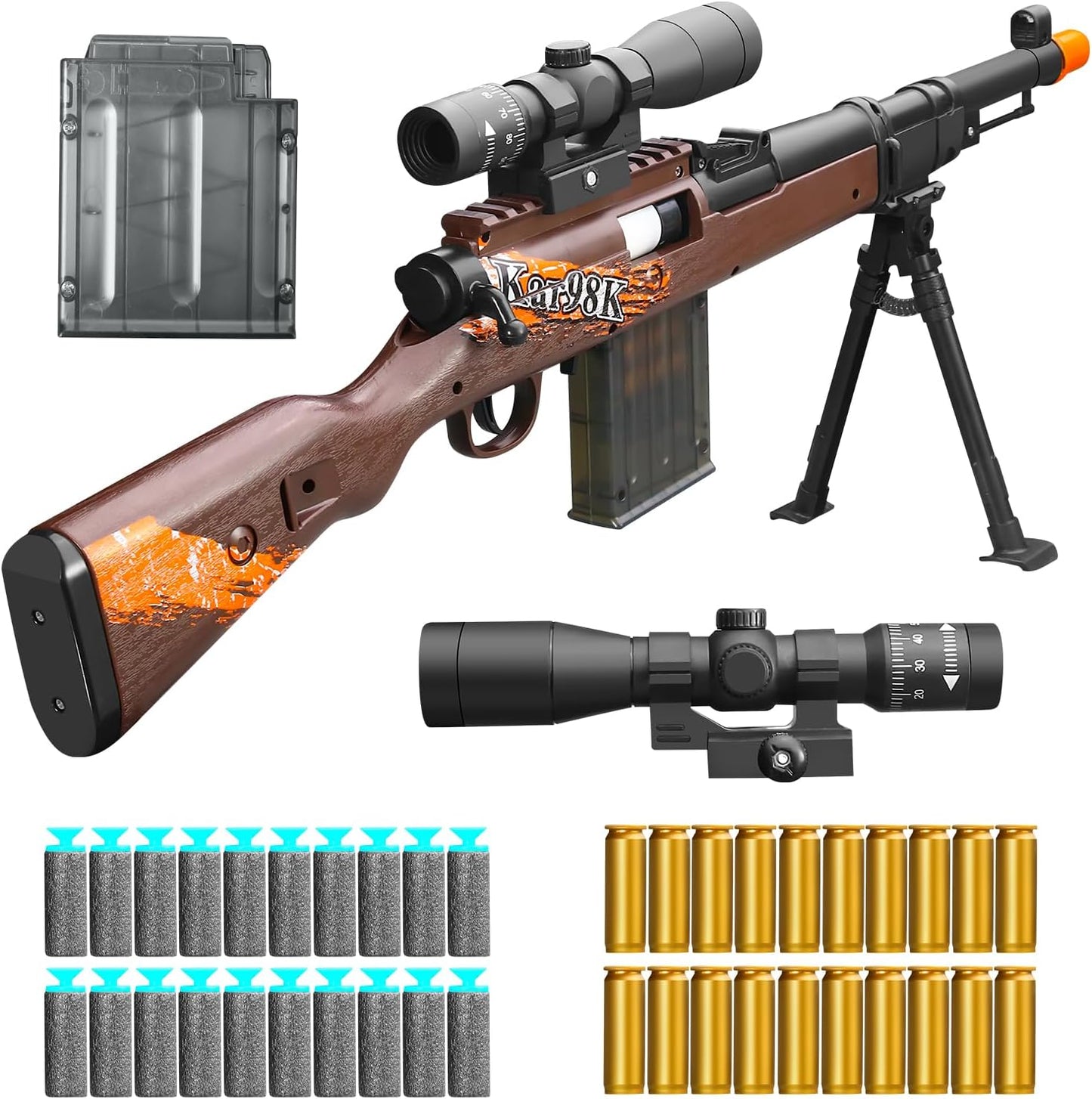 Shell Ejecting Kids with Foam Fake Shotgun Soft Bullet Toy Gun and for Realistic Dart Blaster Shooting Games Boys Birthday for Age8 9 10 12+ Year Old Kid Gift with Scope Sniper Rifle (Grain)