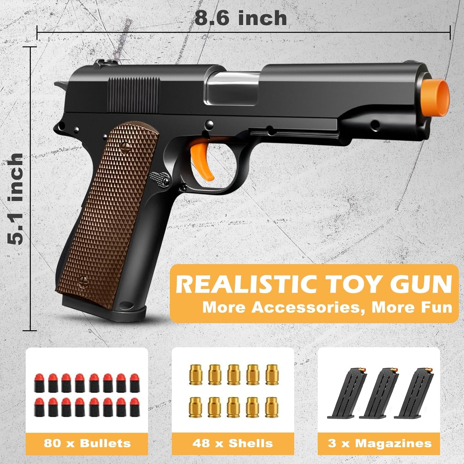 Toy Gun, Shell Ejecting Toy Gun with Soft Bullets, Educational Model Toy Pistol Shooting Game, Gifts for Kids Boys Girls