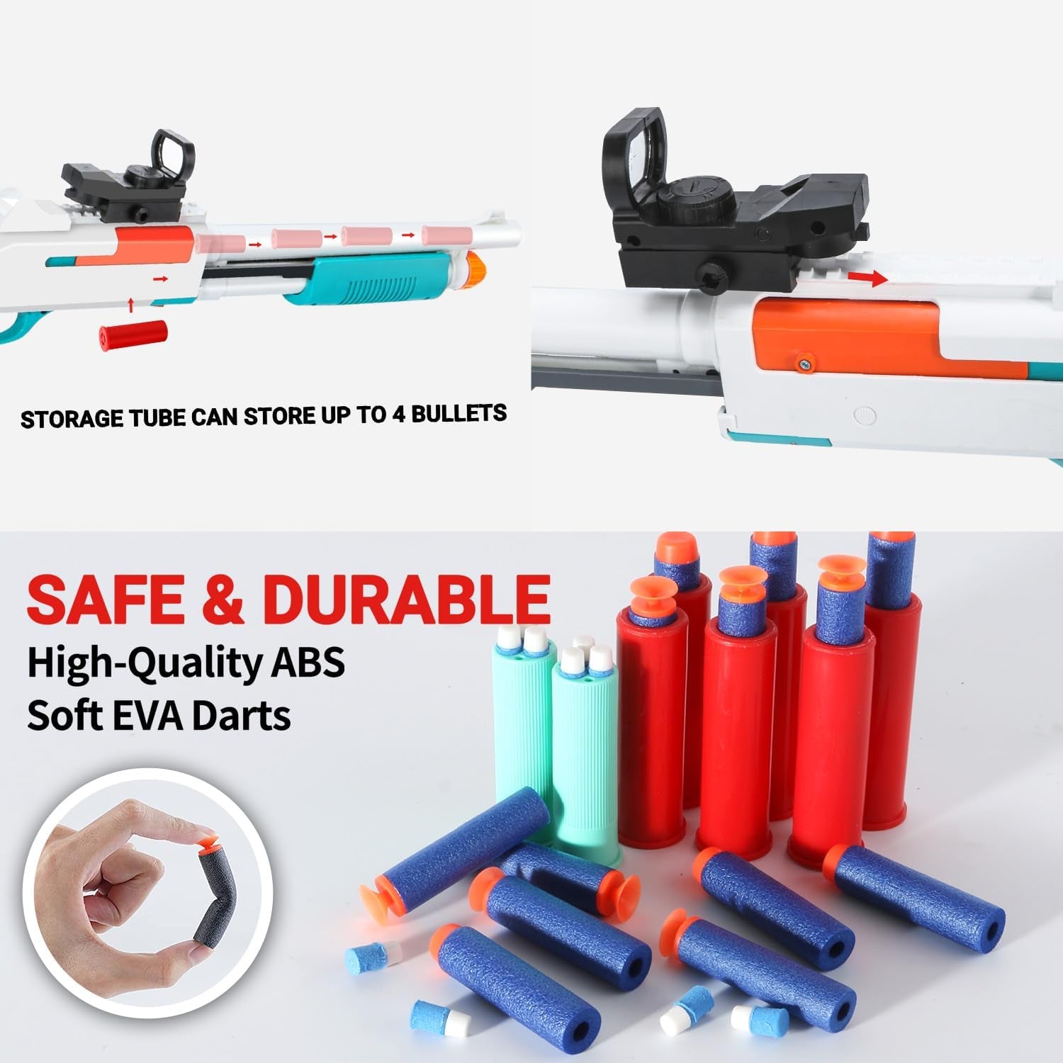 Toy Gun Models Foam Blasters (33-Inch) Jumping Shell Design [With10 Shell 40 Soft Darts] Perfect for Indoor and Outdoor Play (Blue-Green)