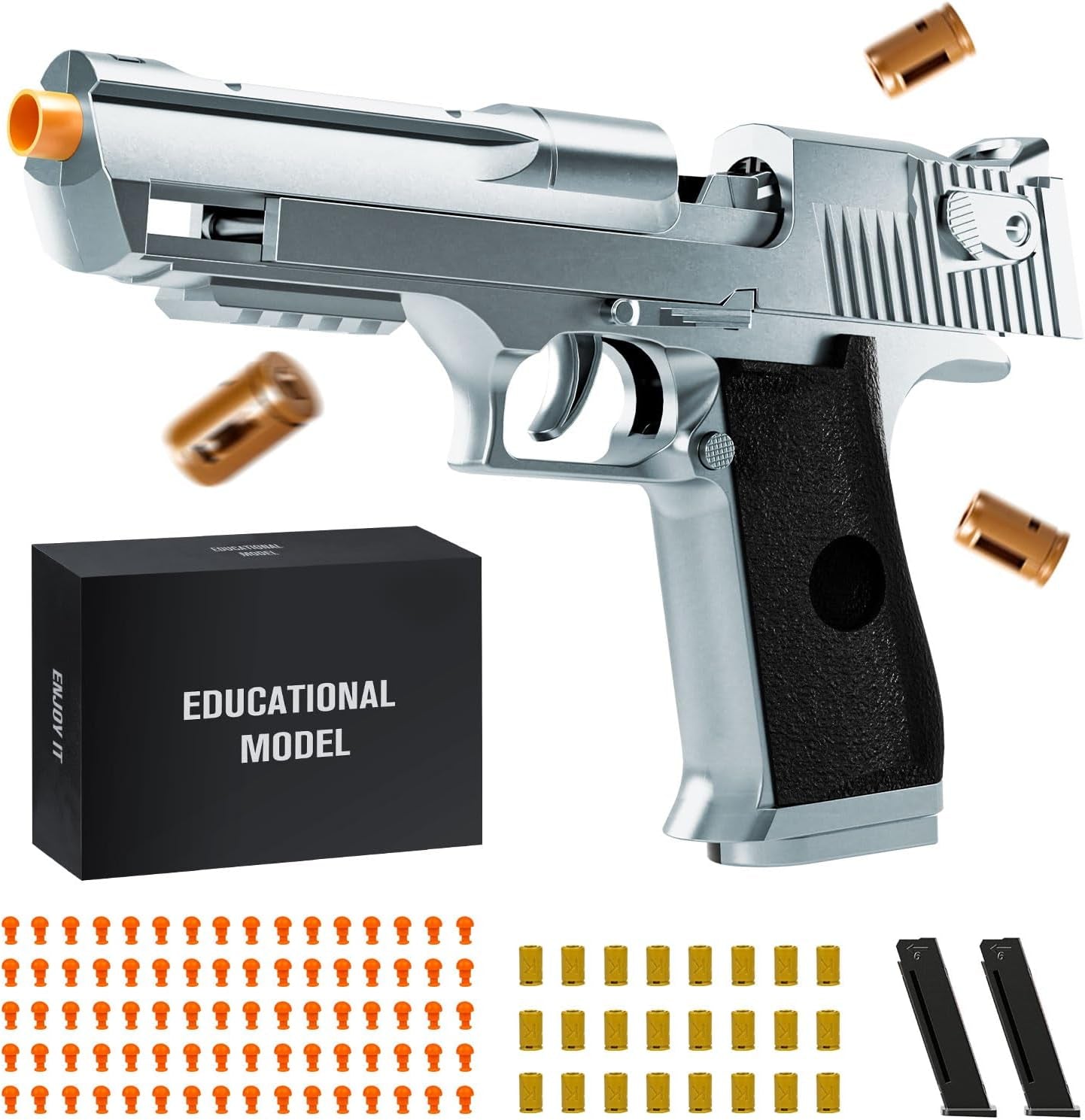 Soft Bullet Toy Gun with Shell Ejection and Semi-Auto Pull-Back Action – Educational Foam Dart Blaster for Boys and Girls Ages 8+, Perfect for Outdoor Shooting Games, Ideal Halloween, Birthday Gift