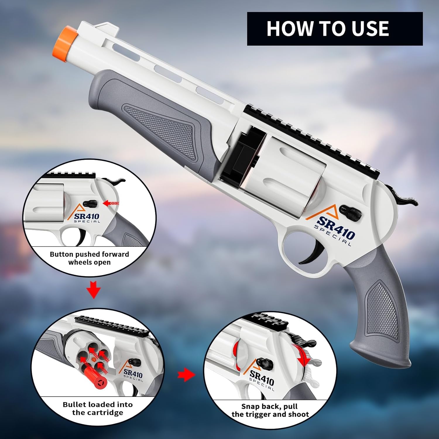 Toy Guns for Boys, Shotgun Foam Blaster, Enhanced Revolver Children Outdoor CS Soft Bullet Toy Rifle, Birthday Xmas Gift for Kids Age 8+ (Grizzly)