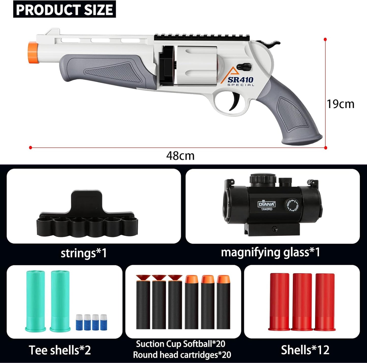 Toy Guns for Boys, Shotgun Foam Blaster, Enhanced Revolver Children Outdoor CS Soft Bullet Toy Rifle, Birthday Xmas Gift for Kids Age 8+ (Grizzly)