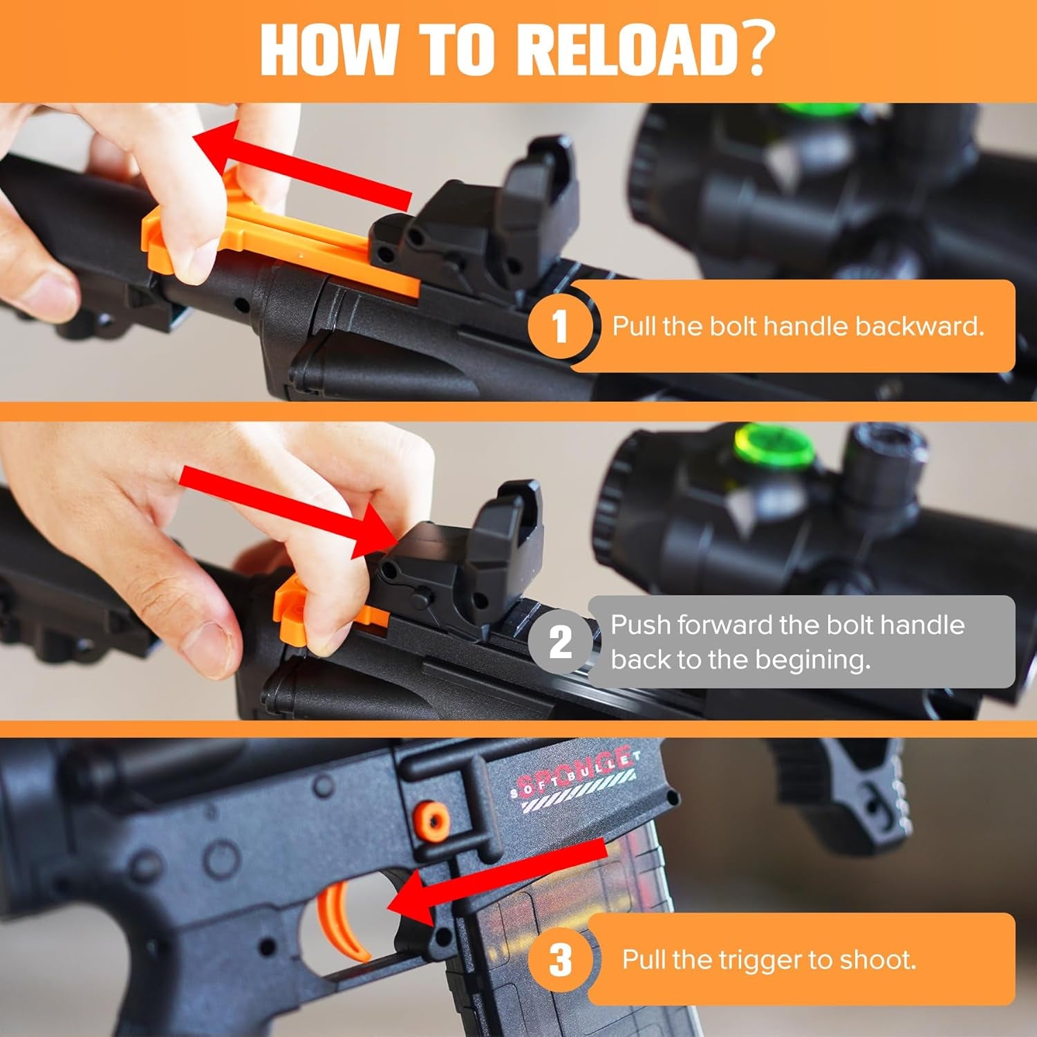Jellybullet Foam Blaster 721041,  Manual Soft Bullets & Shell Ejecting, Nylon Body, Manual Spring Clip, Outdoor Activities, Ages 18+ (Darkmxc)