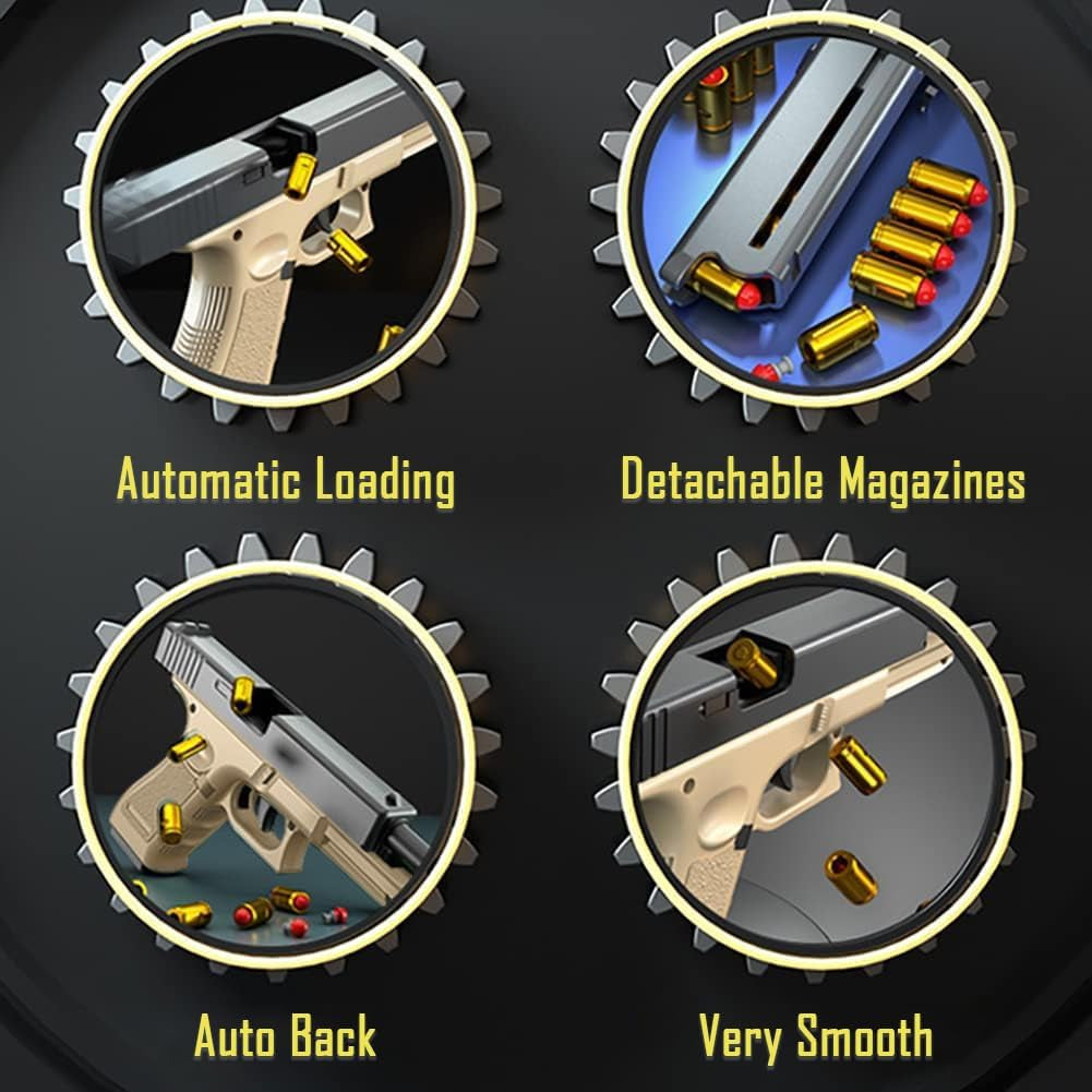 Shell Ejecting Toy Gun, Automatic Pull Back Action Shooting Games Education Model Toy for Kids Gifts
