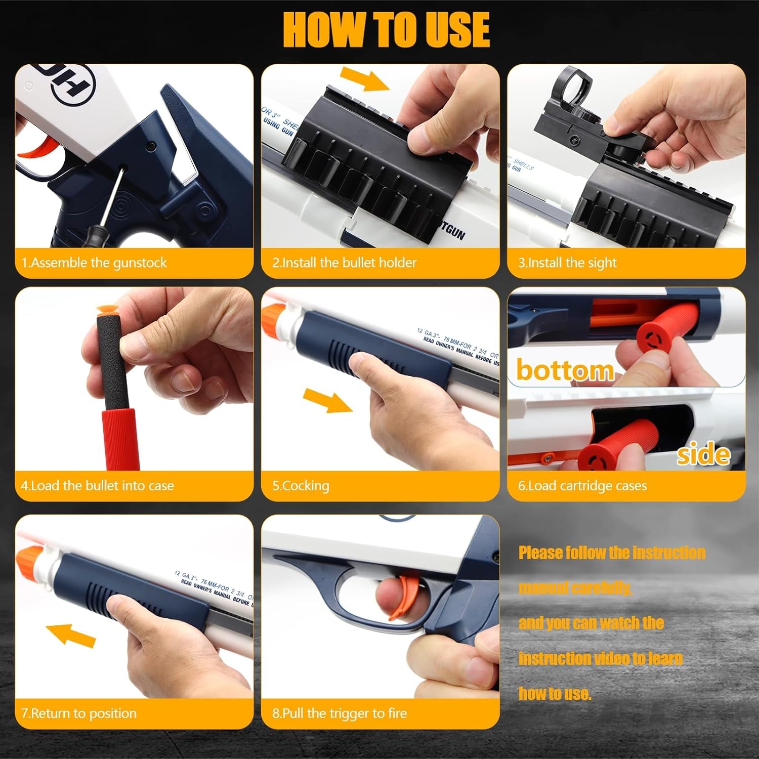 Shell Ejecting Toy Shotgun Toys Guns with 50 Soft Darts 14 Shells 1 Scope Soft Bullet Toy Shotgun Outdoor Games Gifts for Christmas Halloween Birthday