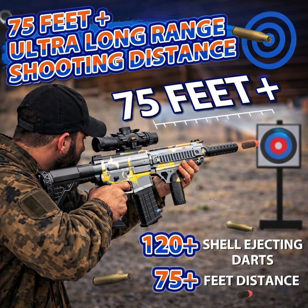 Realistic Toy Foam Blaster Sniper with Scope, Toddler Toy Dart Blaster with 120 Soft Foam Darts, Goggles, Air Pocket Technology Outdoor Game, Easter Basket Stuffers Kids Toys for Ages 8-12 Boys Girls