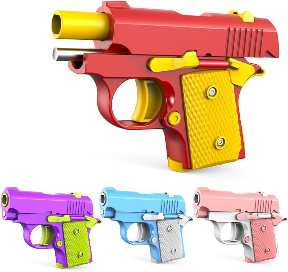 4 PCS Fidget Gun Toys, Kids Toys for Boys Age 3-5, Prizes for Kids Classroom, Party Favors for Kids, Stress Relief Sensory Fidget Toys for ADHD Anxiety Relief