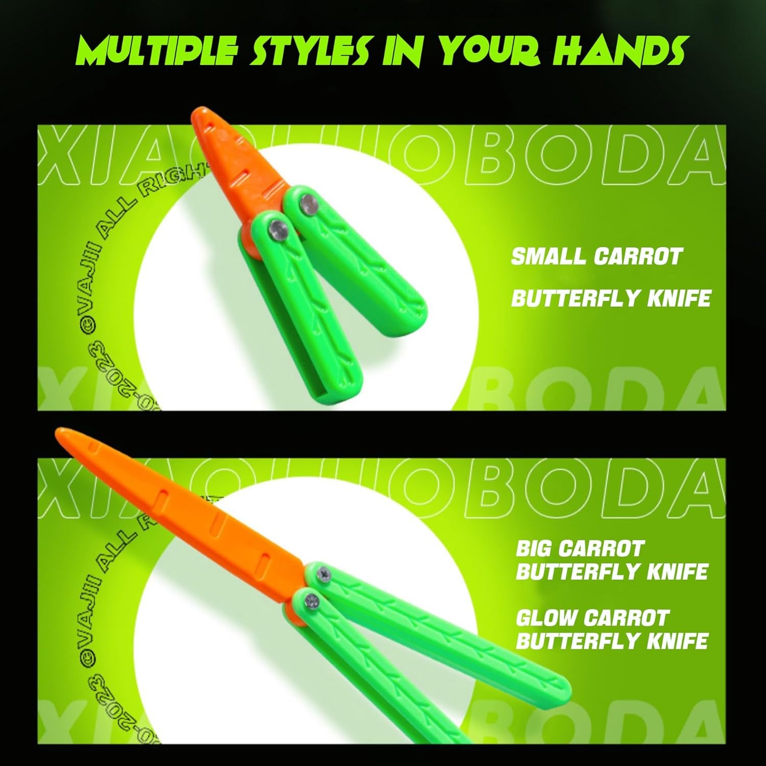 Carrot Knife Butterfly Knife Decompression Toy Butterfly Knife Practice Prop (Big+Small)