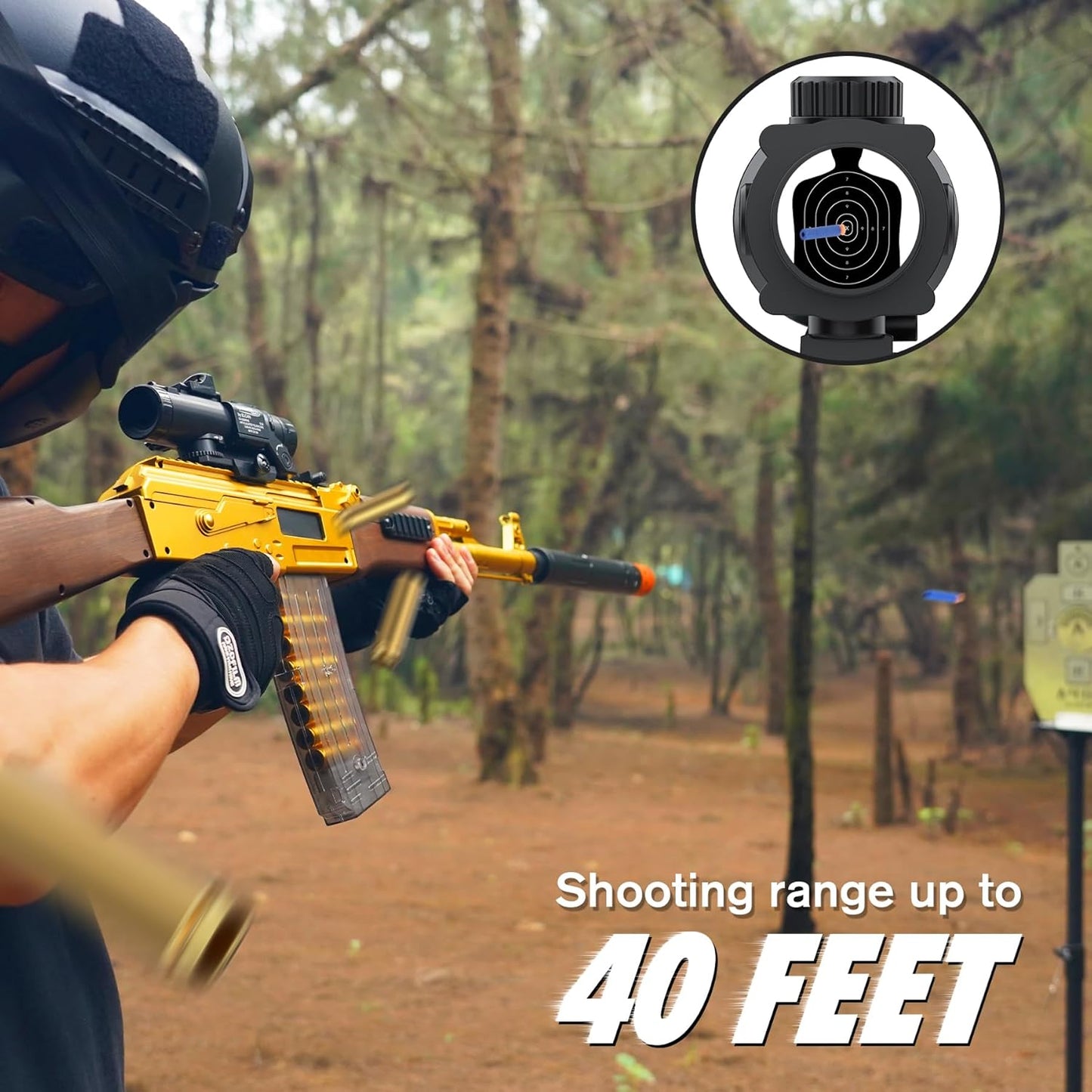 Jellybullet Automatic Foam Blaster 741132,  Soft Darts Shell Ejecting Blaster, Automatic Repeating & Manual Single Shooting Mode, Manual Banana Spring Magazine, 18+ (AKGOLD)