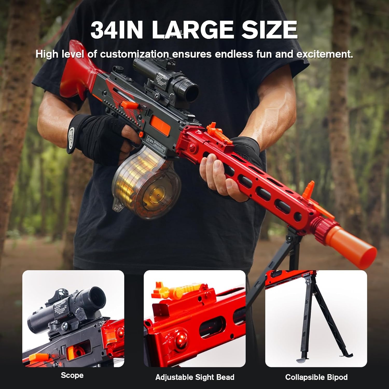 Jellybullet Automatic Foam Blaster 741134,  Soft Darts Shell Ejecting Blaster, Automatic Repeating & Manual Single Shooting Mode, Manual Spring Clip, Shooting Game, 18+