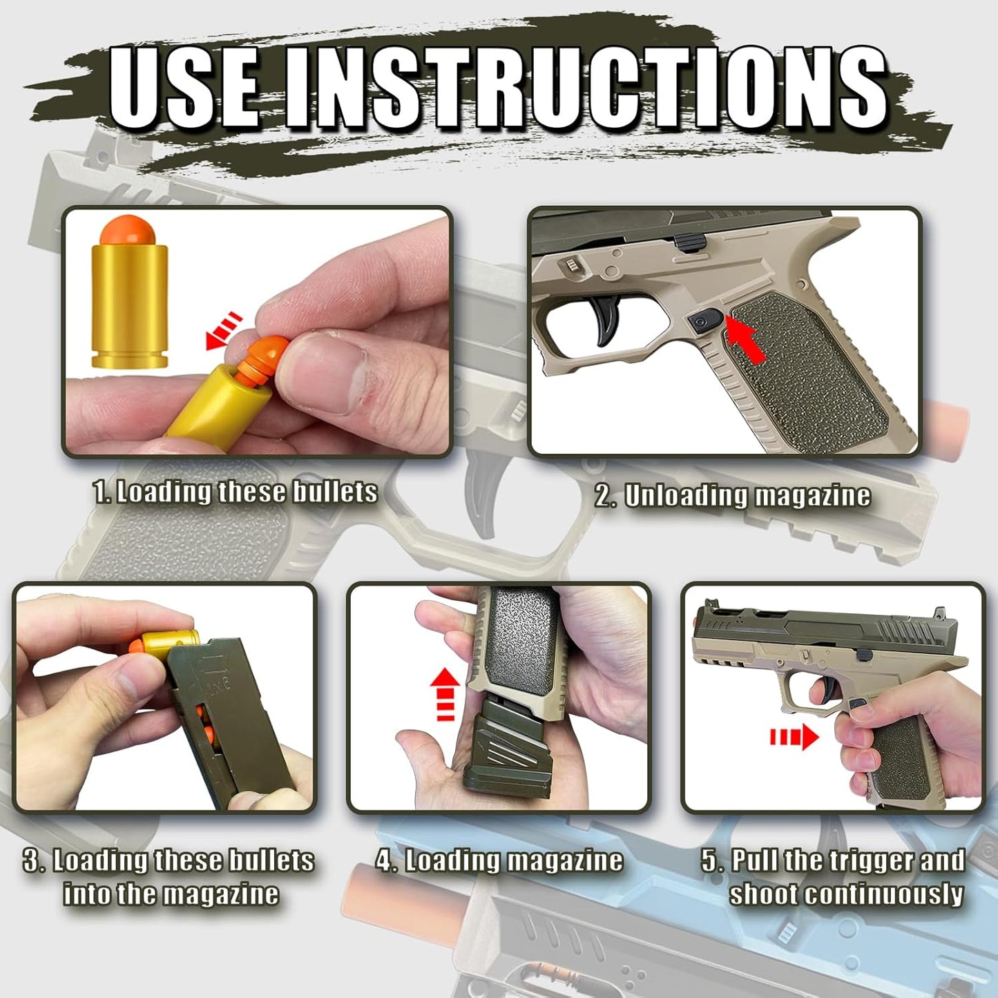 Automatic Shell Ejecting Toy Gun Pistol, Soft Bullet Toy Gun for Boys, Education Model Realistic Toy Pistol Shooting Game Toys Gifts Christmas Birthday for Kids 8+