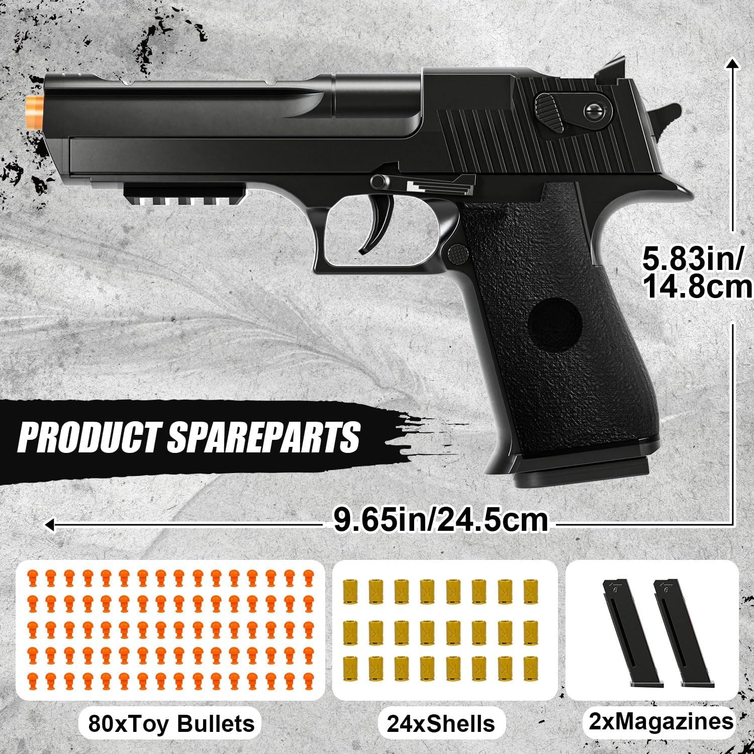 Soft Bullet Toy Gun with Shell Ejection and Semi-Auto Pull-Back Action – Educational Foam Dart Blaster for Boys and Girls Ages 8+, Perfect for Outdoor Shooting Games, Ideal Halloween, Birthday Gift