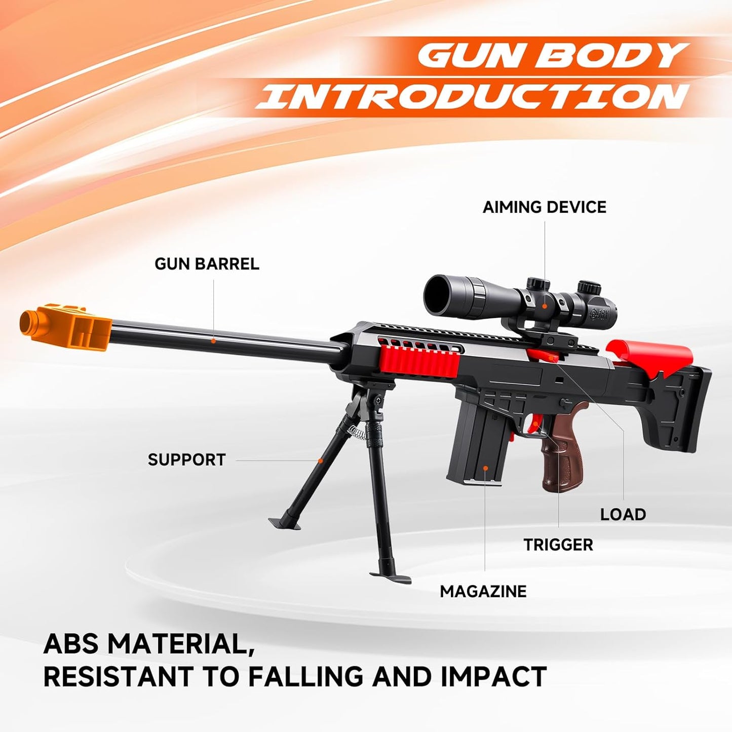Soft Bullet Toy Gun Sniper Rifle with Scope Realistic Barrel Shotgun Shell Ejecting Foam Blaster Gun Dart Pellet Shooting Game for Boys Teen Adult Gifts Age 8 10 12 Year Old (Black)