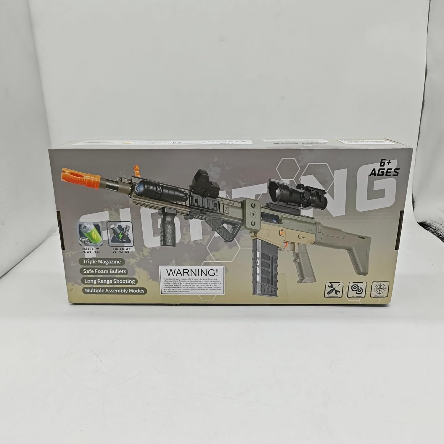 Realistic Toy Gun for Nerf Guns Darts, Foam Blaster - with Scope 120 Soft Bullets 3 Magazines, Semi-Auto Sniper Rifle Electric Machine Guns for Boys 6-12 Age for Kids and Adults