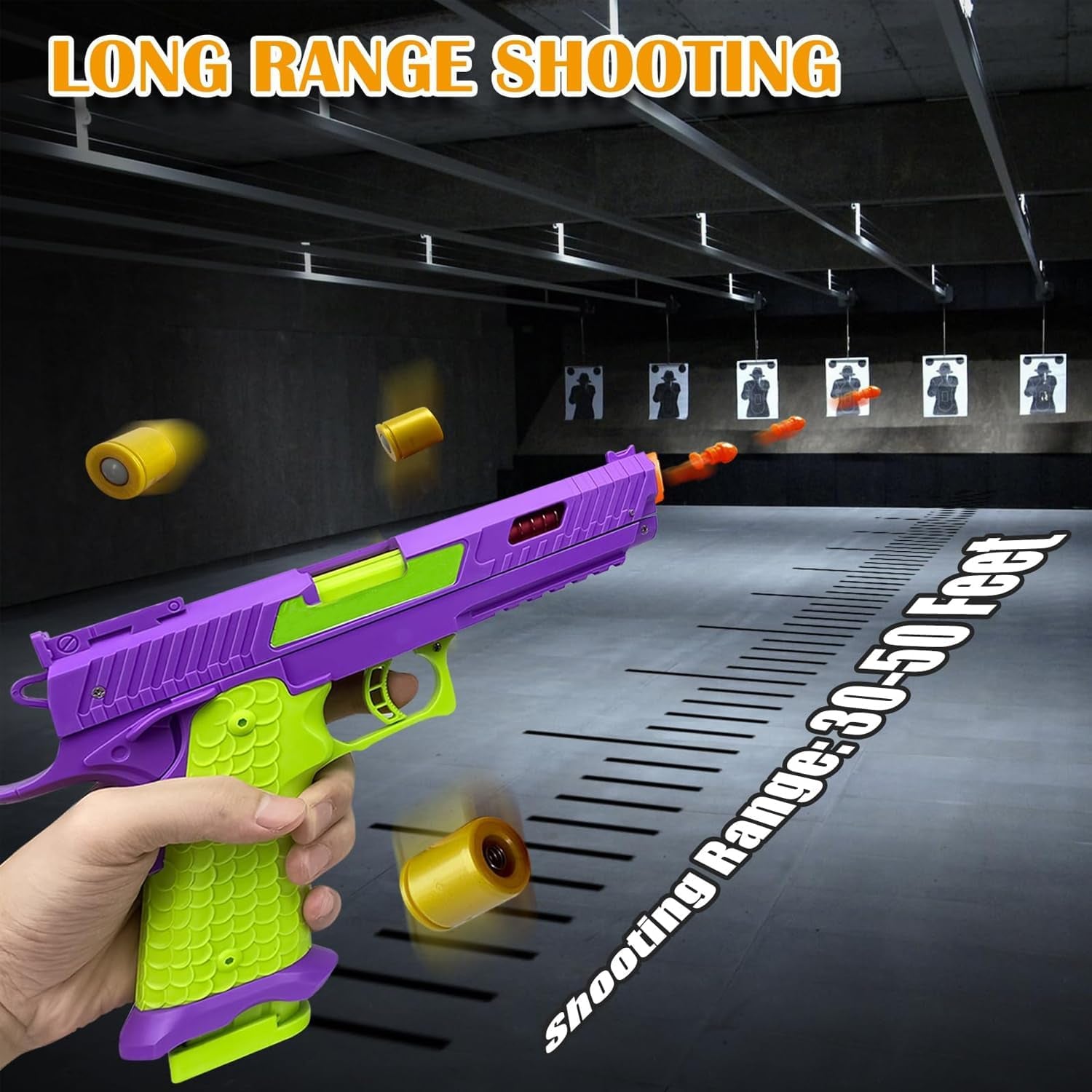 Shell Ejecting Toy Gun, Semi Automatic Toy Gun with Soft Bullets, Educational Model Toy Pistols for Outdoor Shooting Game, for Kids Boys Girls Ages 8-12