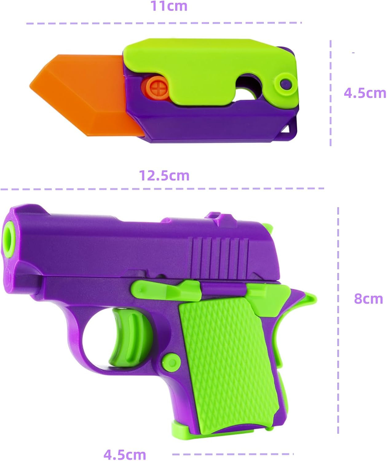 2 Pcs Fidget Gun Toys, Sensory Toys Carrot Knife & Pistol Shaped Fidget Slider, Stress Anxiety Pressure Relief Toy, Perfect Halloween Christmas Birthday Gifts for Autism and ADD Adults, Children, Kids