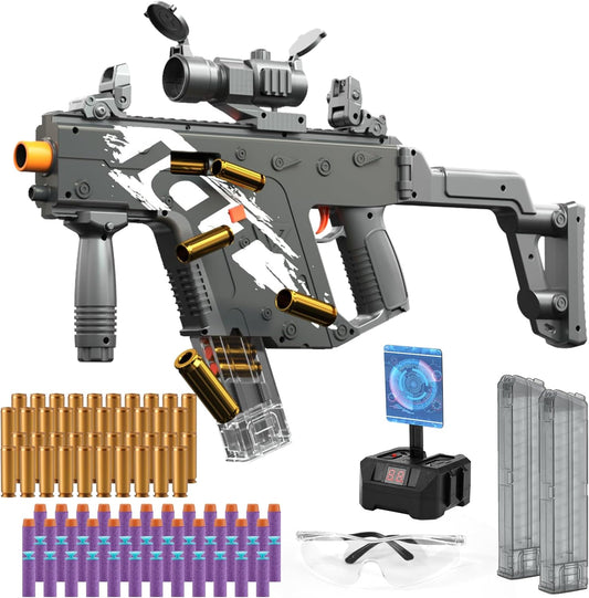 Toy Gun with Soft Bullets, Automatic Shell Ejecting Foam Bullets Blaster Gun Toys with 100 Darts, 40 Bullets Case, 2 Magazines and Target, Education Toy Model Birthday Gifts for Kids Adults