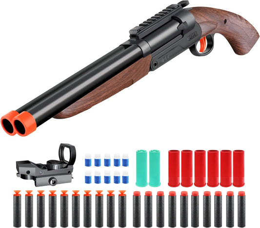 Double-Barreled Toy Gun - Two Modes Realistic Soft Bullet Toy Guns Blaster with Sight - Educational Shooting Toy Shotgun - Ideas Gifts for Christmas Birthday Halloween Present