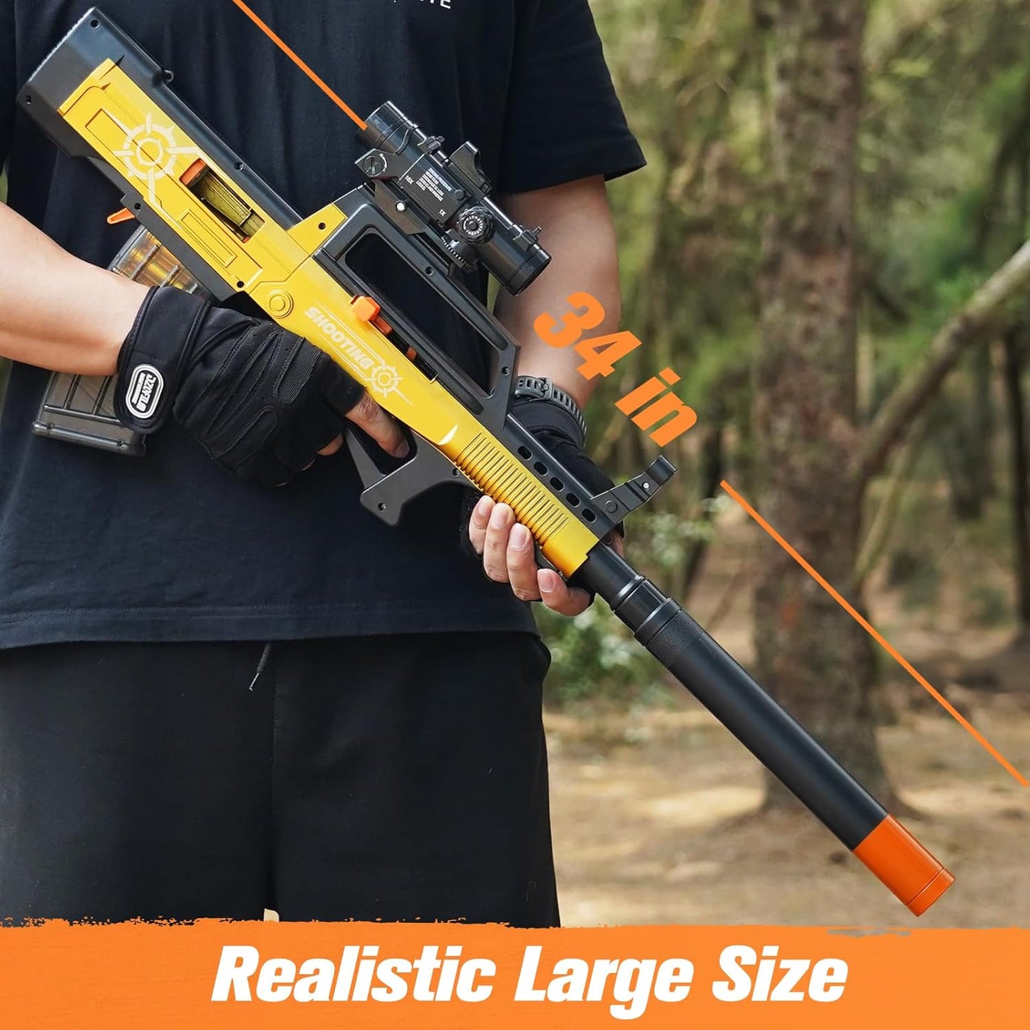 Jellybullet Foam Blaster 721020,  Foam Blaster with Soft Bullets Shell Ejecting, Outdoor Acitivity, Shooting Fun, Age 18+ (Qbgoldz)