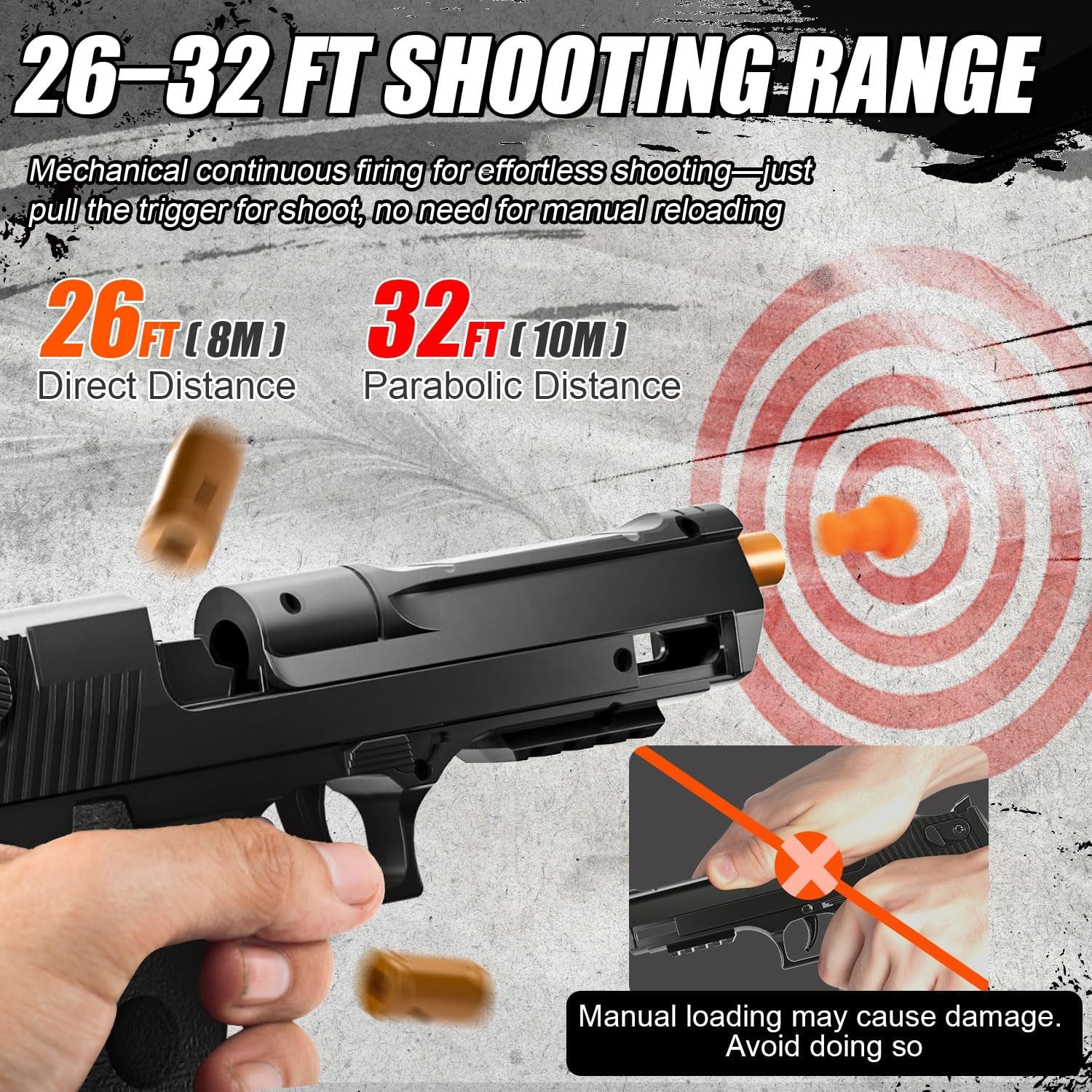 Soft Bullet Toy Gun with Shell Ejection and Semi-Auto Pull-Back Action – Educational Foam Dart Blaster for Boys and Girls Ages 8+, Perfect for Outdoor Shooting Games, Ideal Halloween, Birthday Gift