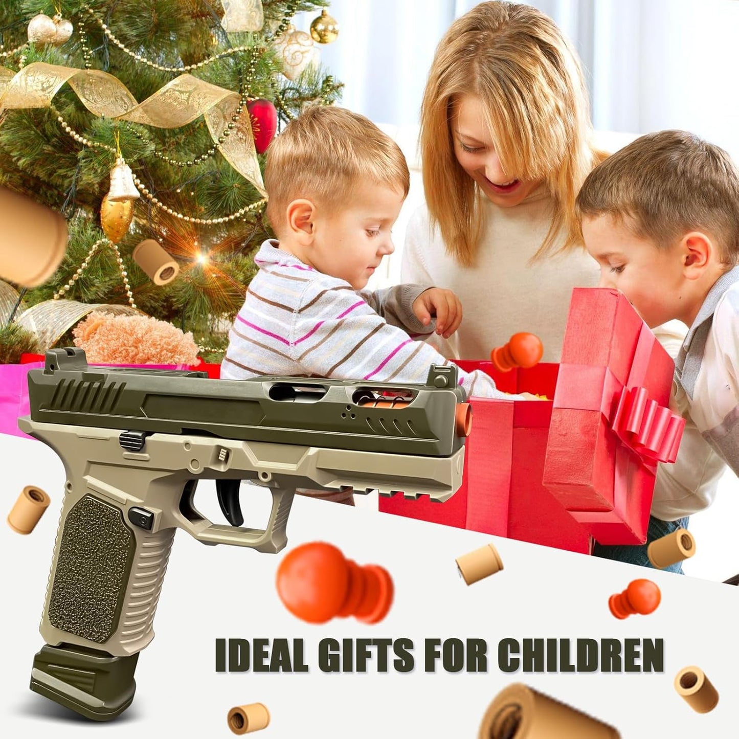 Automatic Shell Ejecting Toy Gun Pistol, Soft Bullet Toy Gun for Boys, Education Model Realistic Toy Pistol Shooting Game Toys Gifts Christmas Birthday for Kids 8+
