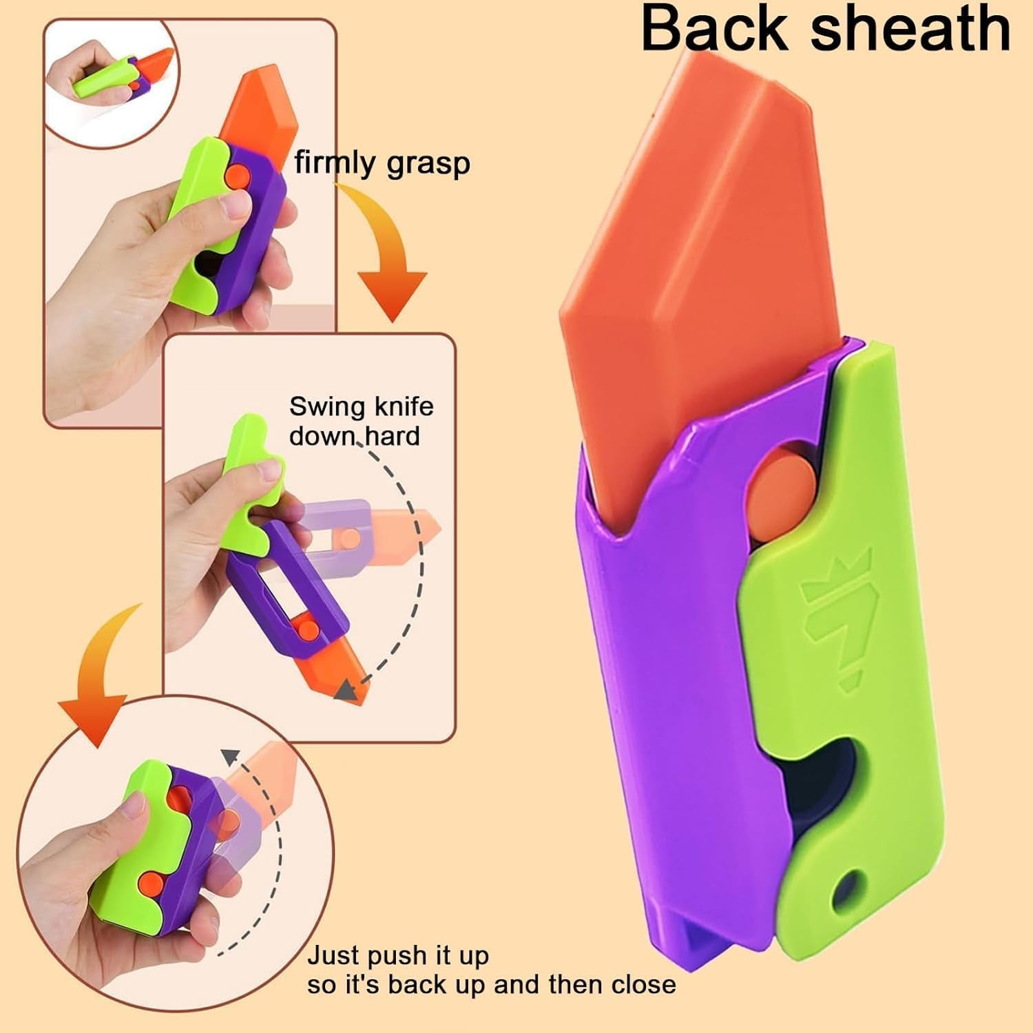 2 Pcs Fidget Gun Toys, Sensory Toys Carrot Knife & Pistol Shaped Fidget Slider, Stress Anxiety Pressure Relief Toy, Perfect Halloween Christmas Birthday Gifts for Autism and ADD Adults, Children, Kids