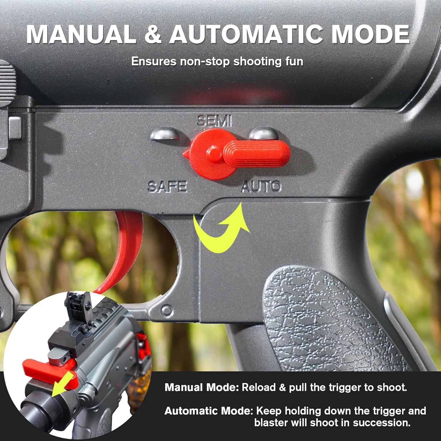 Jellybullet Automatic Foam Blaster 741128 Shell Ejecting with Soft Bullets, Automatic Repeating & Manual Single Shooting Mode, 18+