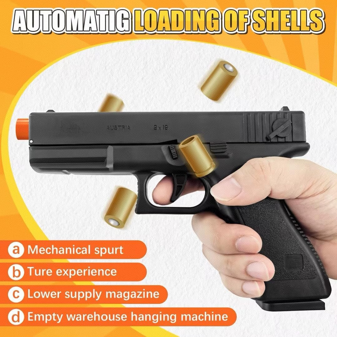 Soft Bullet Toy Gun with Shell Ejecting,Gun Fidget Toy with 100 Soft Bullets, 24 Shells and 2 Magazines,Education Toy Model,Christmas Birthday Gifts for Boys&Girls Kids Adults Age 8+(Black)