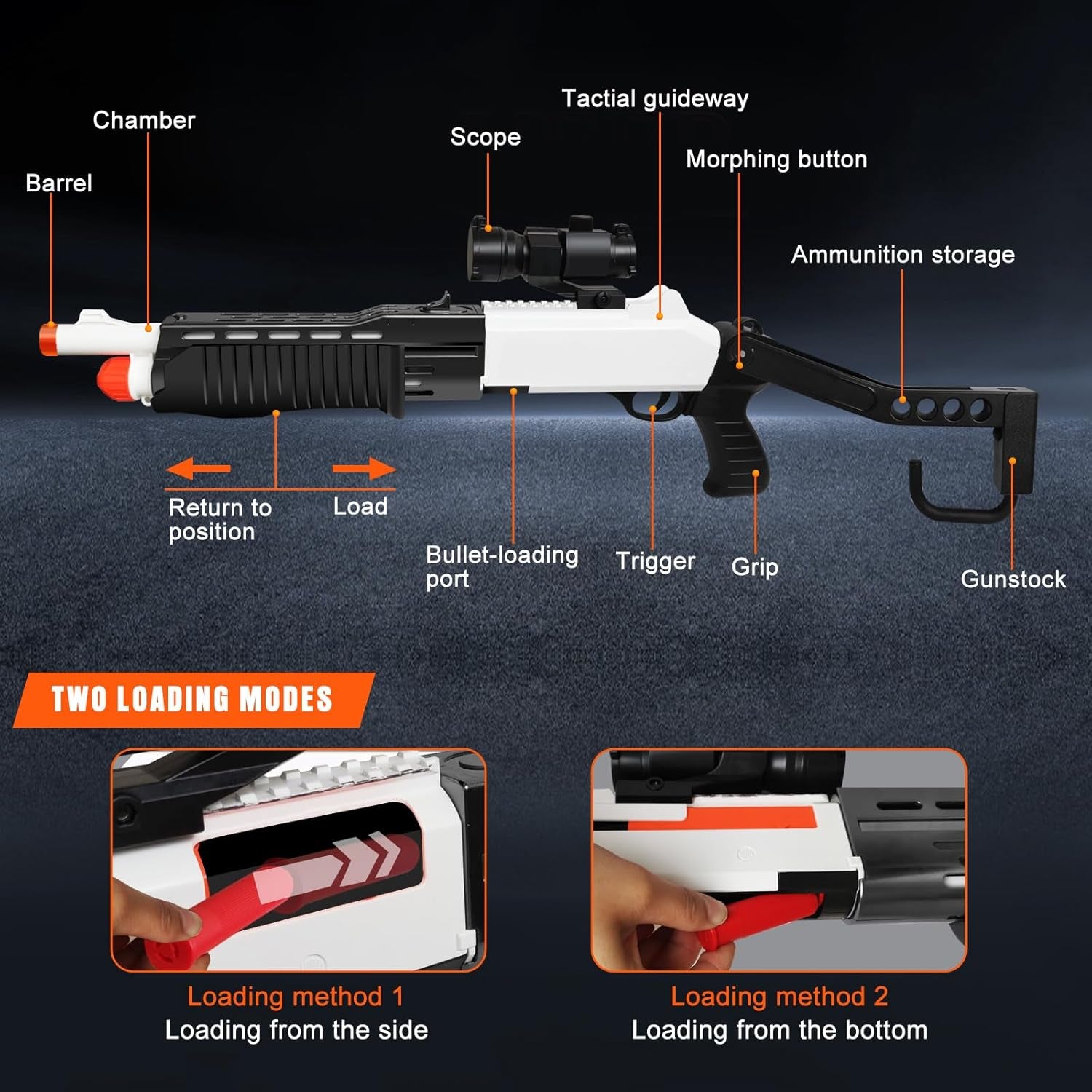 Shell Ejecting Toy Shotgun Toys with 20 Soft Bullets 12 Shells 1 Scope Two Modes Toy Shotgun Outdoor Games Gifts for Christmas Halloween Birthday