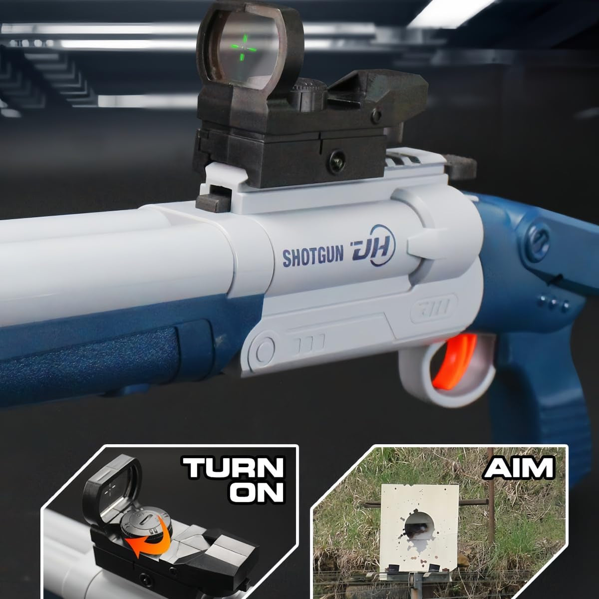 30 Inch Foam Blaster Shotgun with Double Barrel Soft Bullets Gun with Shell Ejecting 2 in 1 Foam Blaster Shotgun with Shell Casings 60 Foams Darts Gift for 14+ Years (1)
