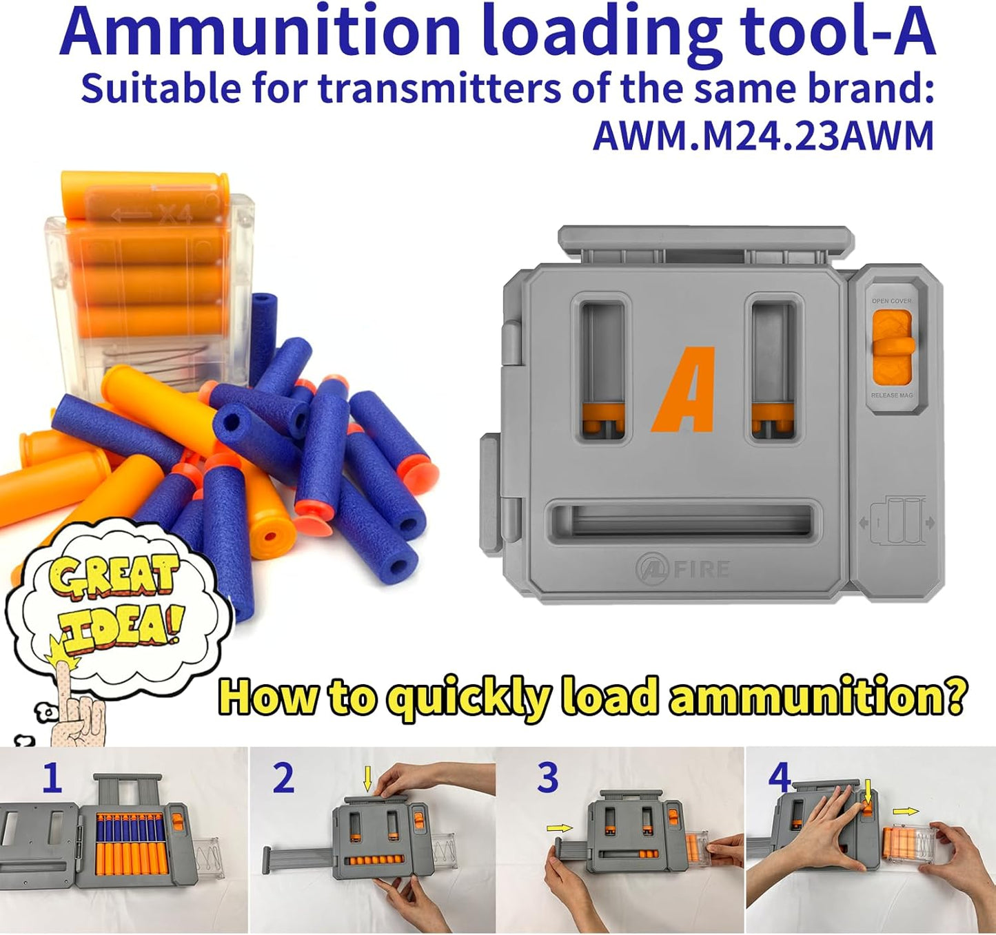 AWM Foam Dart Blaster, Shell Ejecting Model with Scope, Metal Components, Foldable Stock, 40 Darts, 20 Shells. Tactical CS Game Prop for Teens 14+ and Adults (Gold)