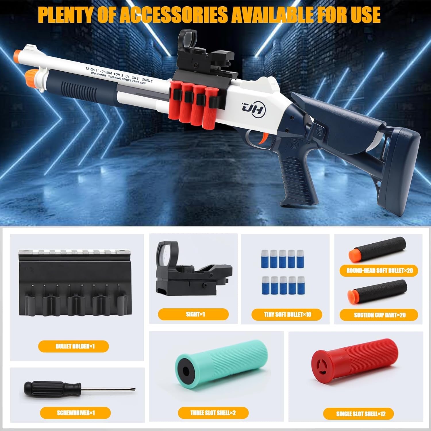 Shell Ejecting Toy Shotgun Toys Guns with 50 Soft Darts 14 Shells 1 Scope Soft Bullet Toy Shotgun Outdoor Games Gifts for Christmas Halloween Birthday