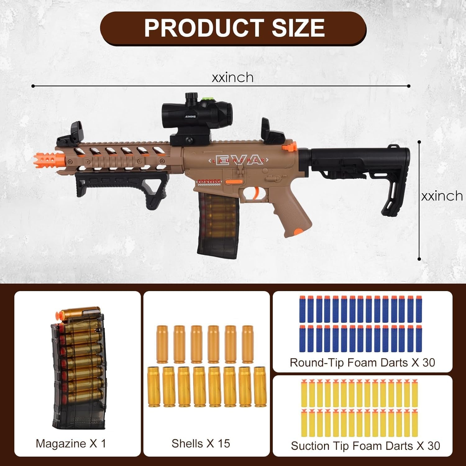 Realistic Foam Dart Blaster Shotgun with Shell Ejecting 50FT Soft Bullet Gun with 15 Shell Casings 60 Foam Darts Blaster Gun for Ages 12+