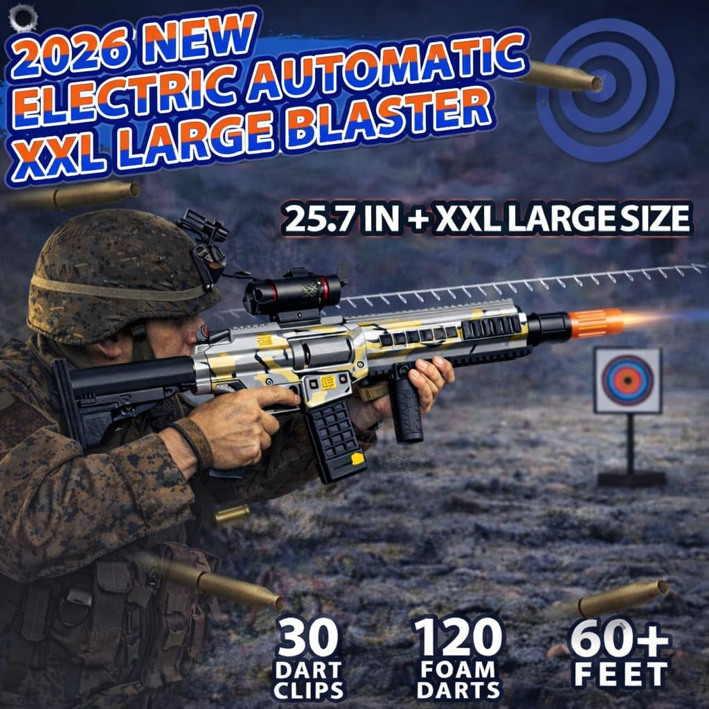 Realistic Toy Foam Blaster Sniper with Scope, Toddler Toy Dart Blaster with 120 Soft Foam Darts, Goggles, Air Pocket Technology Outdoor Game, Easter Basket Stuffers Kids Toys for Ages 8-12 Boys Girls