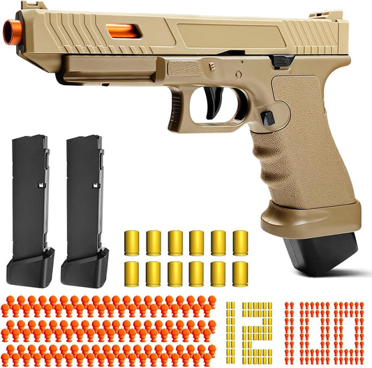 Automatic Shell Ejecting Toy Gun, Soft Bullet Toy Gun Pistol for Kids, Boys and Girls 8-12 (Khaki)