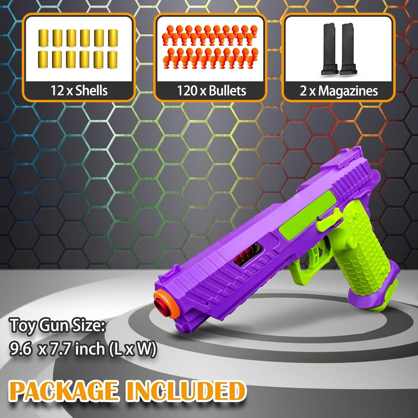 Shell Ejecting Toy Gun, Semi Automatic Toy Gun with Soft Bullets, Educational Model Toy Pistols for Outdoor Shooting Game, for Kids Boys Girls Ages 8-12