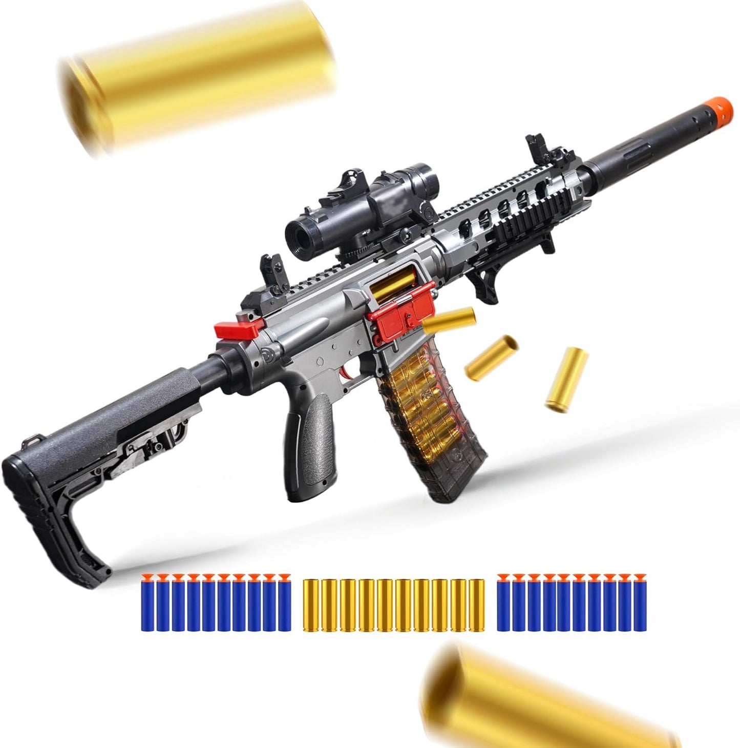 Jellybullet Automatic Foam Blaster 741128 Shell Ejecting with Soft Bullets, Automatic Repeating & Manual Single Shooting Mode, 18+