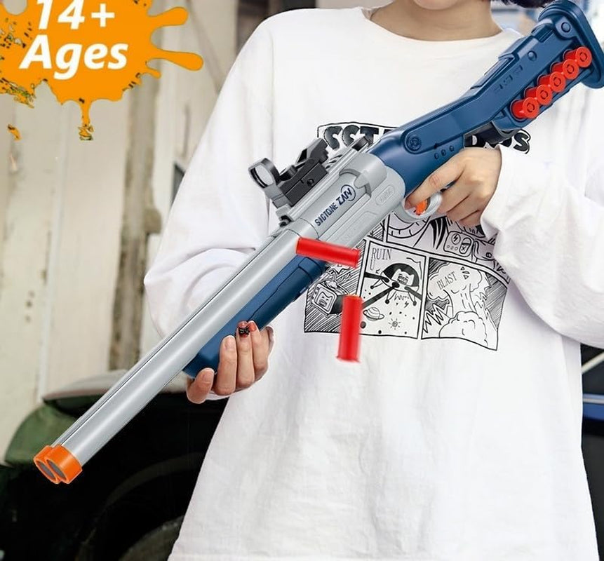 30 Inch Foam Blaster Shotgun with Double Barrel Soft Bullets Gun with Shell Ejecting 2 in 1 Foam Blaster Shotgun with Shell Casings 60 Foams Darts Gift for 14+ Years (1)