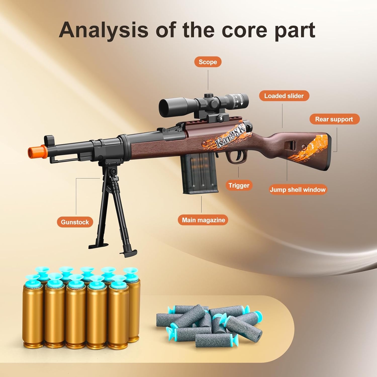 Shell Ejecting Kids with Foam Fake Shotgun Soft Bullet Toy Gun and for Realistic Dart Blaster Shooting Games Boys Birthday for Age8 9 10 12+ Year Old Kid Gift with Scope Sniper Rifle (Grain)