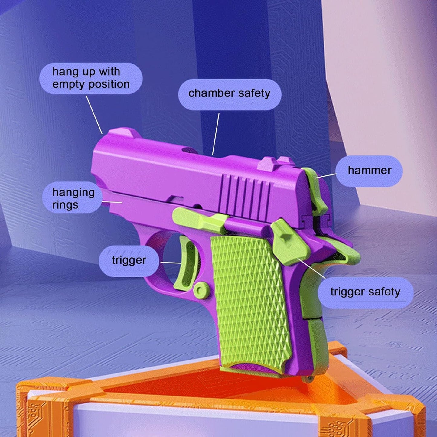 2 Pcs Fidget Gun Toys, Sensory Toys Carrot Knife & Pistol Shaped Fidget Slider, Stress Anxiety Pressure Relief Toy, Perfect Halloween Christmas Birthday Gifts for Autism and ADD Adults, Children, Kids