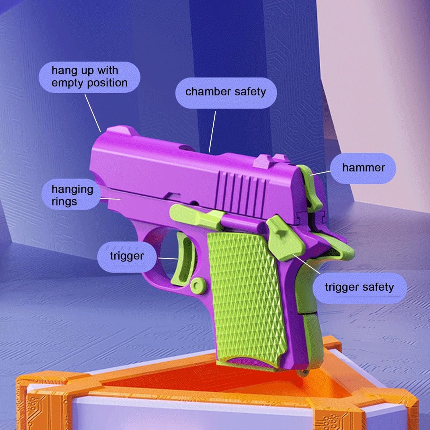 2 Pcs Fidget Gun Toys, Sensory Toys Carrot Knife & Pistol Shaped Fidget Slider, Stress Anxiety Pressure Relief Toy, Perfect Halloween Christmas Birthday Gifts for Autism and ADD Adults, Children, Kids
