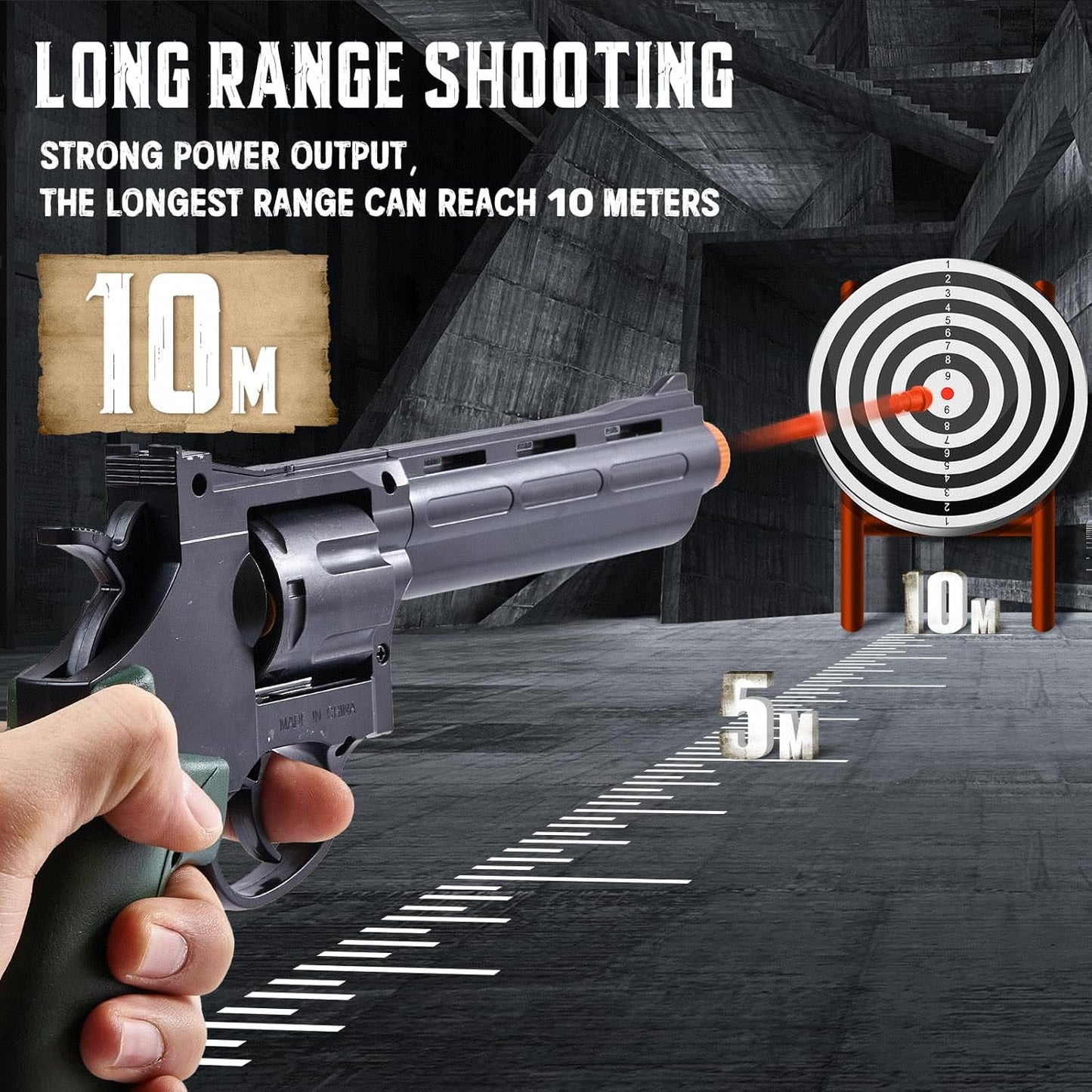 Revolver Toy Gun with 100 Soft Bullets,Gun Fidget Toy,Christmas Birthday Gifts for Boys Kids Adult Age 8+(Black)